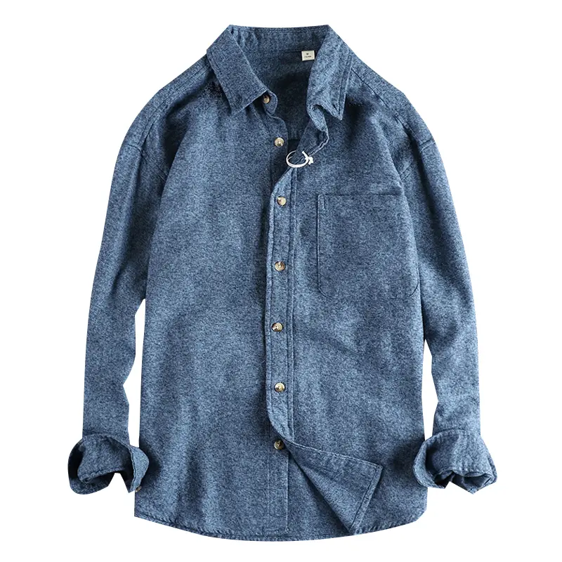 2025 Spring New American Retro Long Sleeve Lapel Woven Shirt Men's High Street 100% Cotton Pocket Casual Loose Blouses Thin Coat