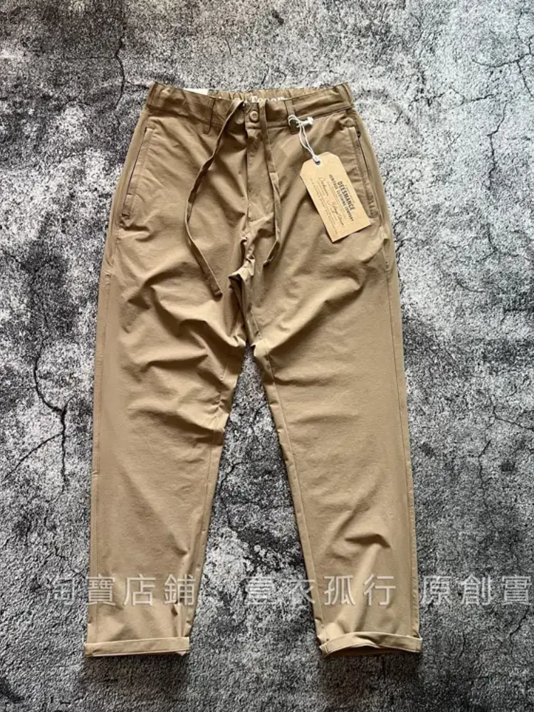 2025 Summer New American Retro Thin Quick-drying Stretch Pants Men's Simple Outdoor Drawstring Casual Straight Driving Trousers