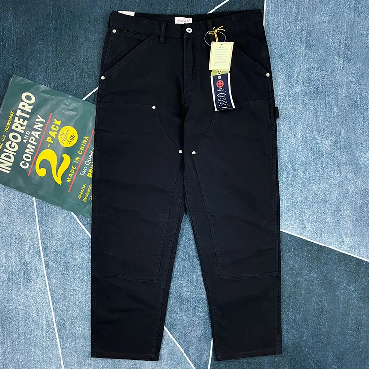 Spring Autumn New American Retro Classic Lumbering Cargo Pants Men's Simple 100% Cotton Washed Loose Casual Straight Trousers