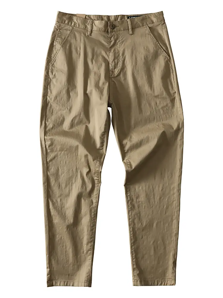 2372# 2025 Autumn New American Retro Twill Woven Basic Pants Men's Simple 97% Cotton Washed Chino Straight Loose Casual Trousers