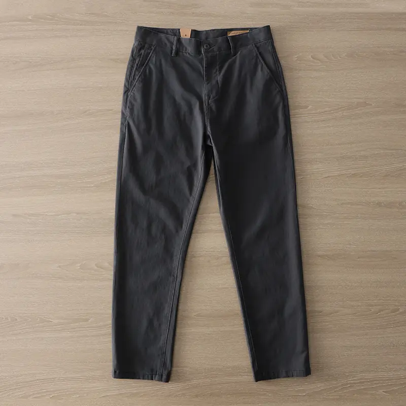 2371# 2025 Autumn New American Retro Twill Woven Basic Pants Men's Simple 97% Cotton Washed Chino Straight Loose Casual Trousers