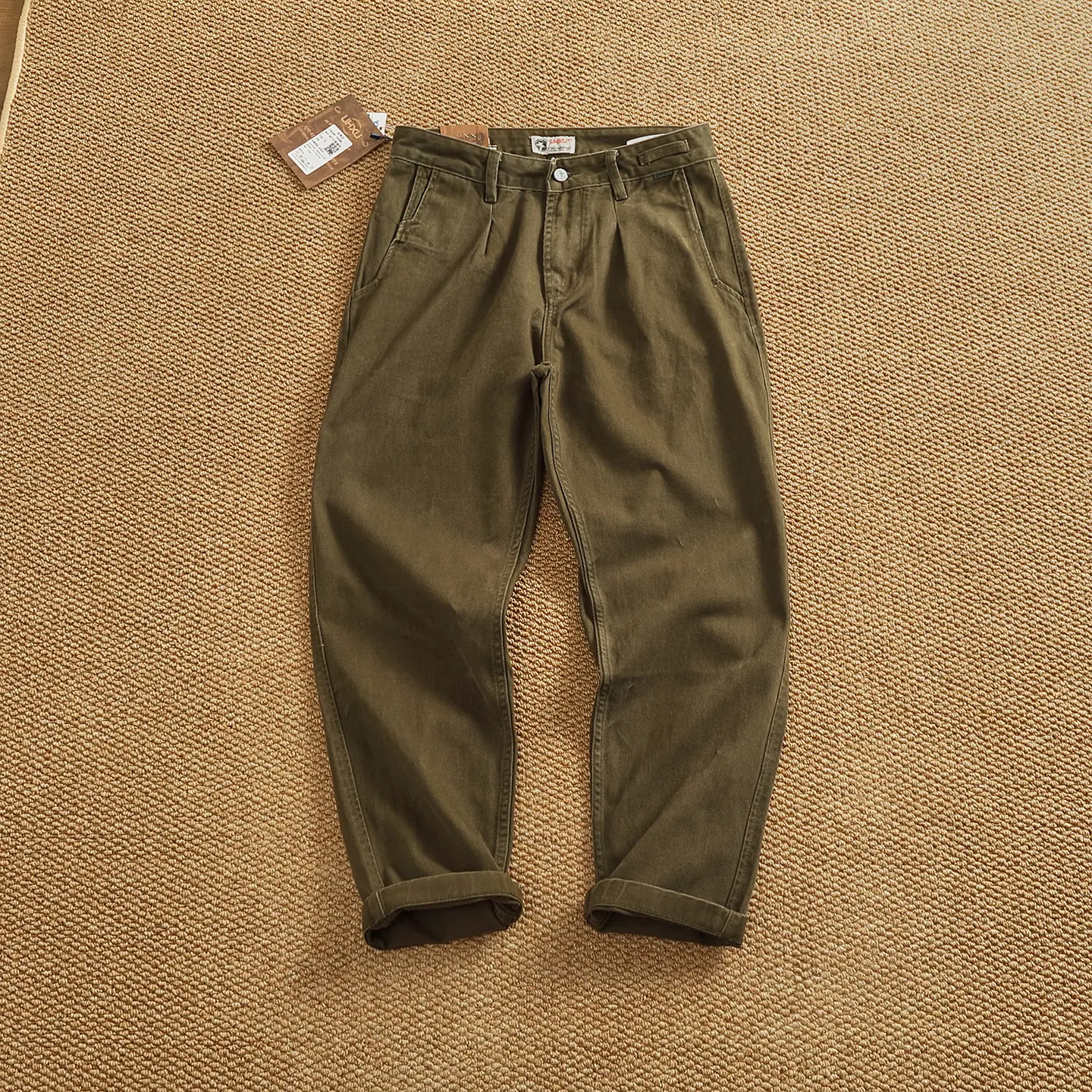 2025 Autumn New Japanese Retro Heavyweight Woven Cargo Pants Men's Fashion 100% Cotton Washed Casual Loose Chino Casual Trousers