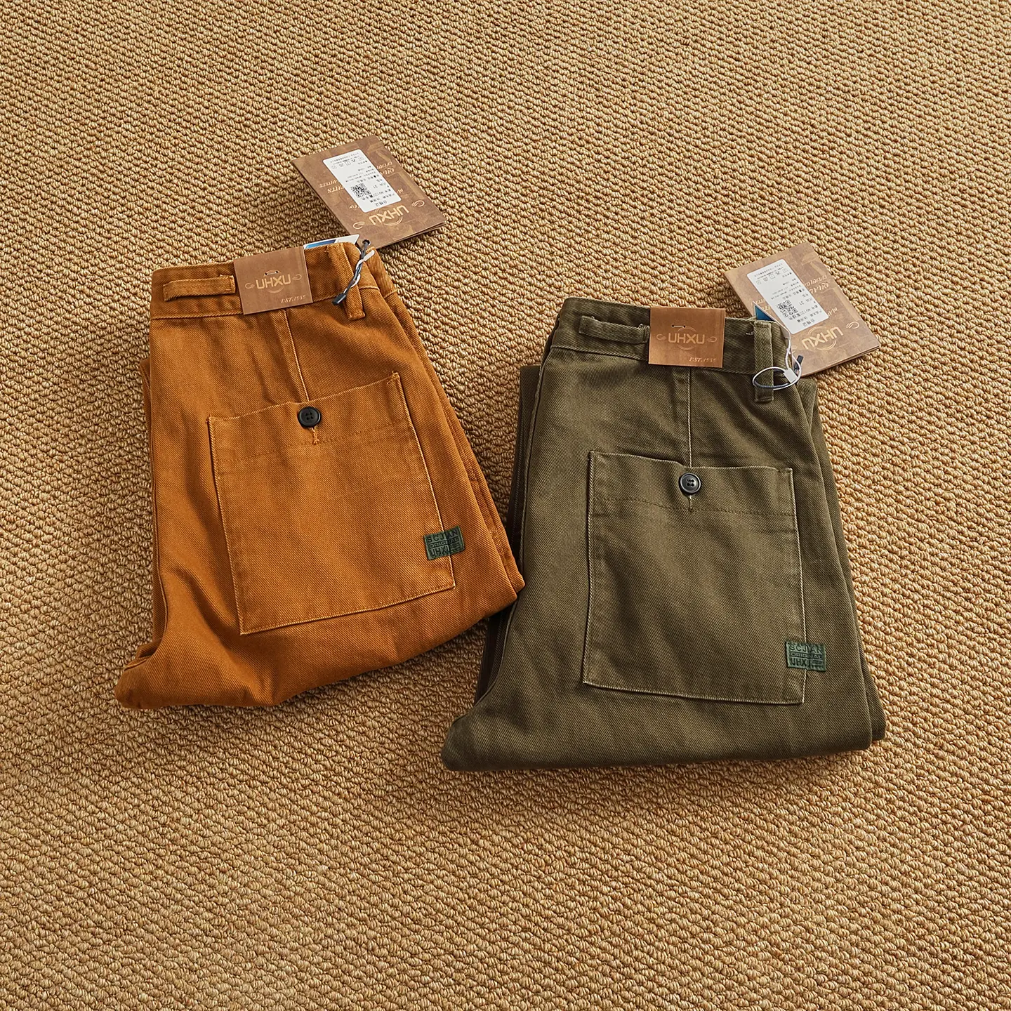 2025 Autumn New Japanese Retro Heavyweight Woven Cargo Pants Men's Fashion 100% Cotton Washed Casual Loose Chino Casual Trousers