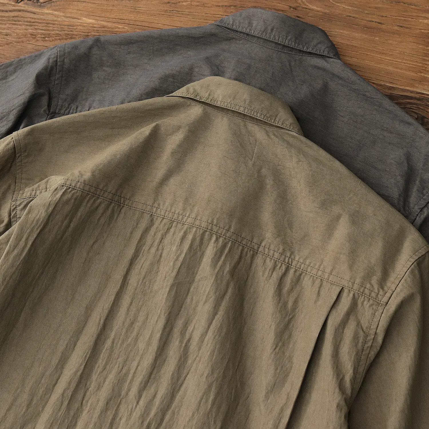 2025 Spring New Japanese Retro Long Sleeve Lapel Cargo Shirt Men's Yama Style Oil Wax Old Double Pocket Casual Loose Blouses