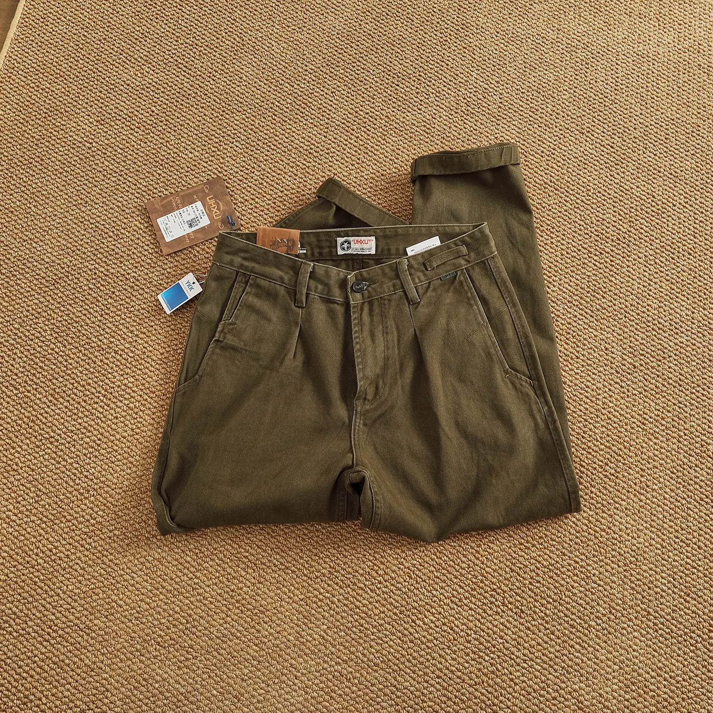 2025 Autumn New Japanese Retro Heavyweight Woven Cargo Pants Men's Fashion 100% Cotton Washed Casual Loose Chino Casual Trousers