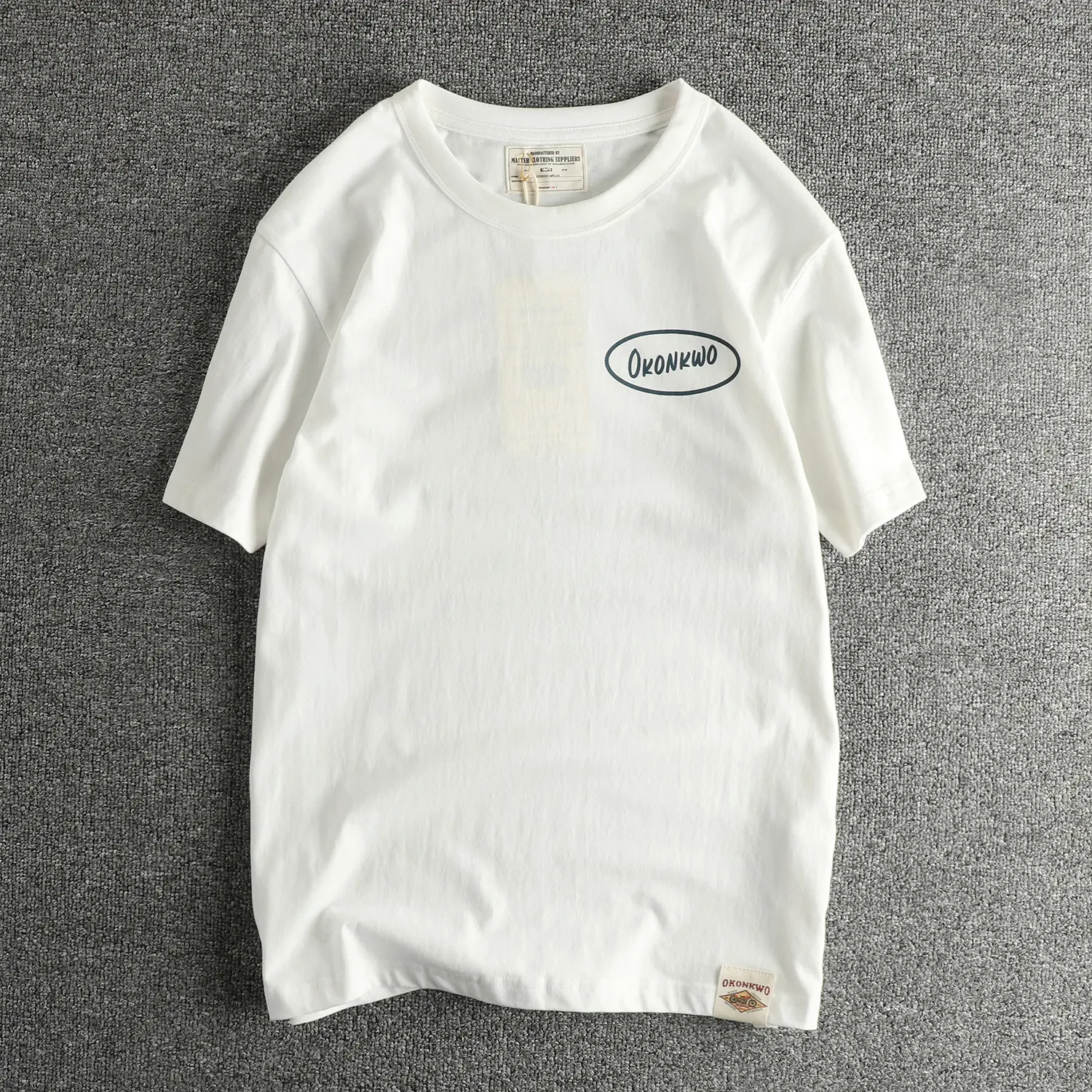 2025 Summer American Retro 200g Short Sleeve O-neck Letter Helmet Printed T-shirt Men's Amekaji 100% Cotton Washed Casual Tops