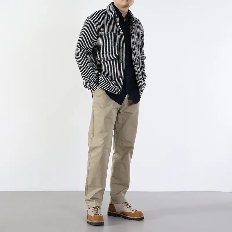 2025 Spring Autumn New American Retro Woven Micro Elastic Casual Pants Men's Amekaj 97% Cotton Washed Chino Straight Trousers
