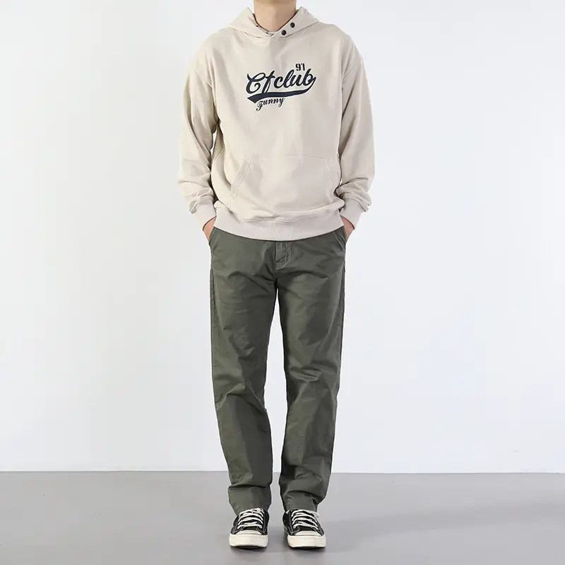 2025 Spring Autumn New American Retro Woven Micro Elastic Casual Pants Men's Amekaj 97% Cotton Washed Chino Straight Trousers