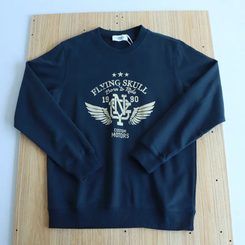 2026 Spring New American Retro Long Sleeve O-neck Letter Wings Printed Sweatshirts Men's Fashion 85% Cotton Pullover Casual Tops
