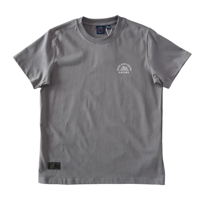 2025 Summer New American Retro 280G Short Sleeve O-neck Letter Printed T-shirt Men's Simple 100% Cotton Washed Casual Loose Tops