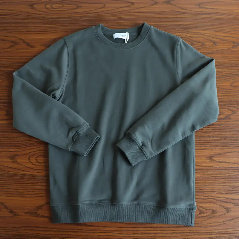 2025 Autumn Winter American Retro Heavyweight Velvet Solid Color Basic Sweatershirt Men's Simple 85% Cotton Washed Pullover Tops