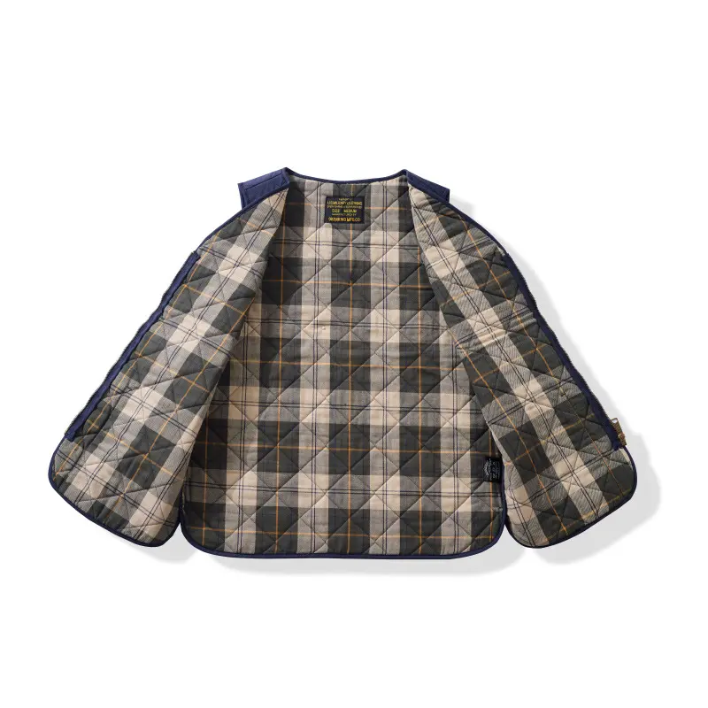 Autumn Winter New American Retro Sleeveless Dom Quilted Vest Men's 100% Polyester Thick Casual Multi-pocket Oil Wax Jacket Liner