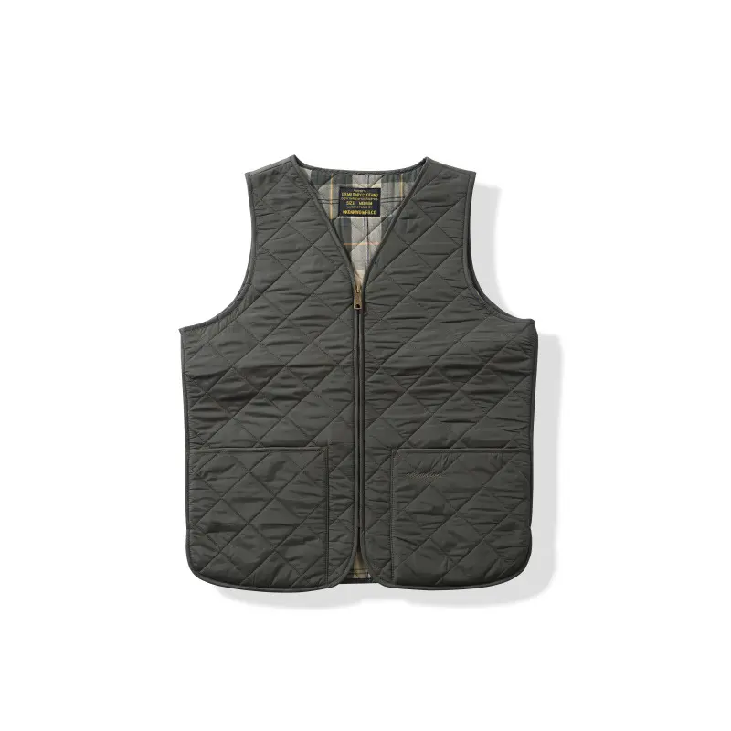 Autumn Winter New American Retro Sleeveless Dom Quilted Vest Men's 100% Polyester Thick Casual Multi-pocket Oil Wax Jacket Liner