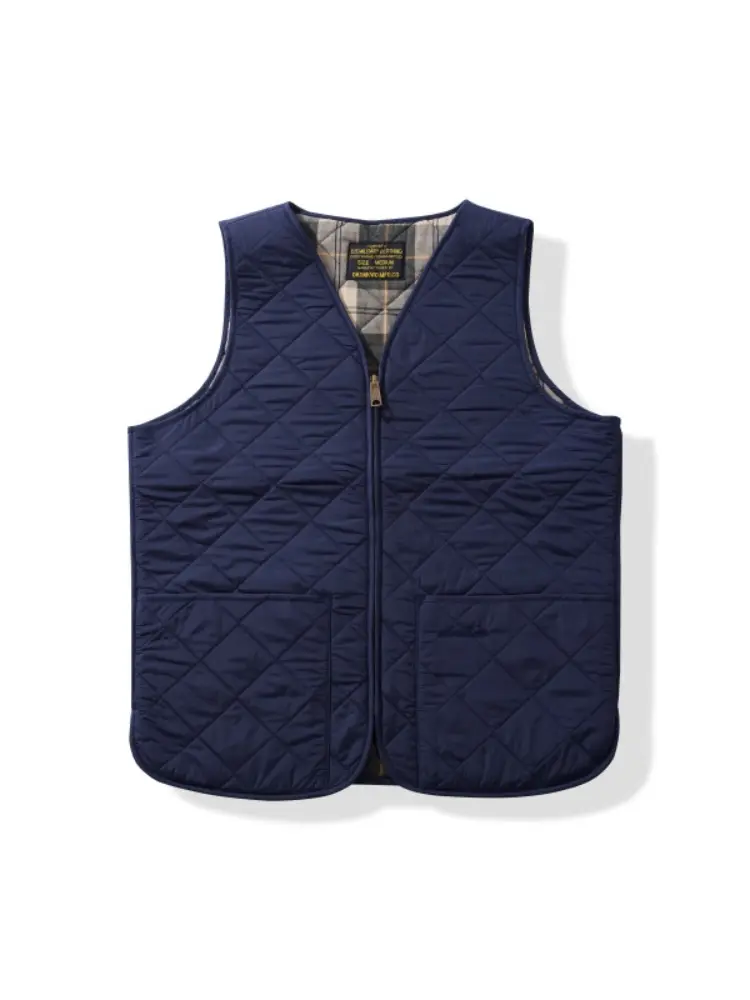 Autumn Winter New American Retro Sleeveless Dom Quilted Vest Men's 100% Polyester Thick Casual Multi-pocket Oil Wax Jacket Liner