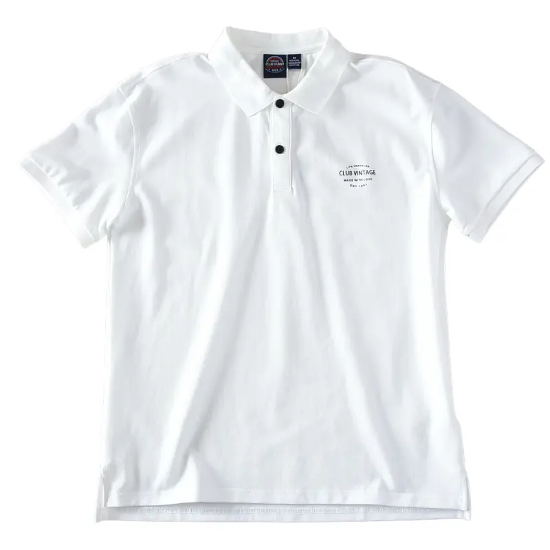 2025 Summer American Retro Short Sleeve Lapel Letter Printed Polo Shirts Men's Simple 72% Cotton Washed Business Casual T-shirt