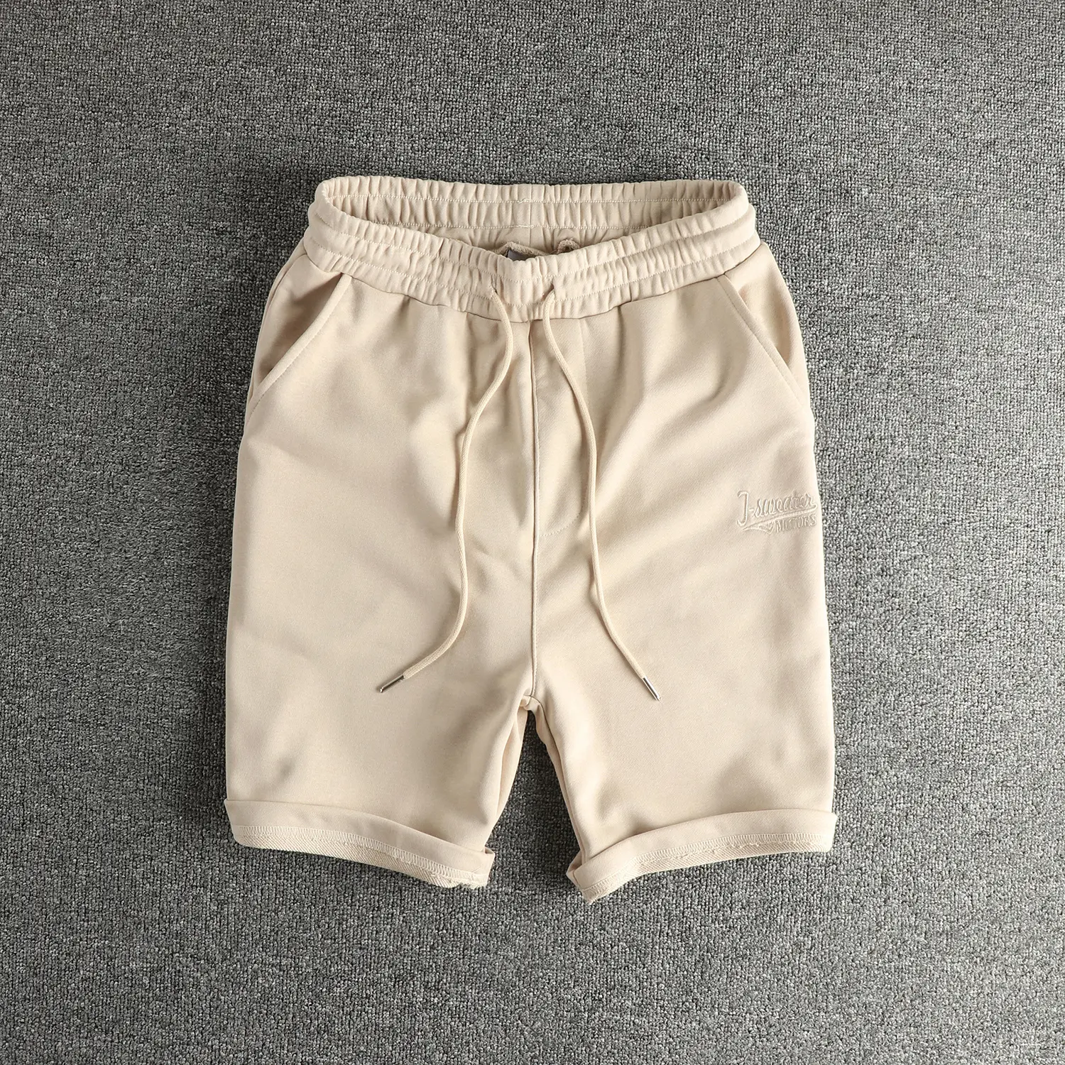 Summer New American Retro Knitted Letter Embroidery Shorts Men's Simple Elastic Wasit Drawstring Sports Casual 5-point Pants