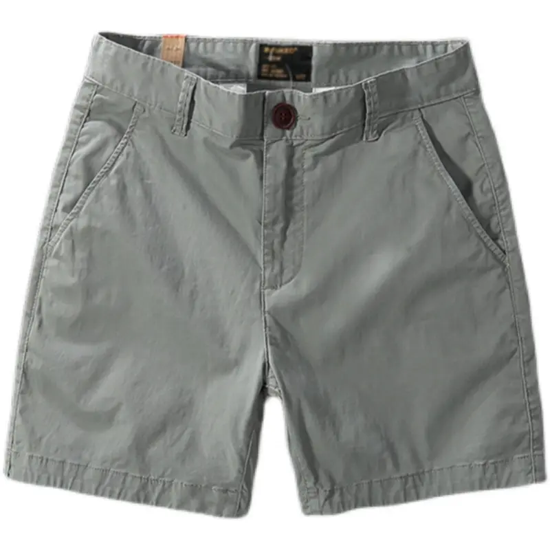 311# 2025 Summer New Japanese Retro Woven Twill Solid Color Shorts Men's Simple 97% Cotton Washed Casual Straight 4-point Pants
