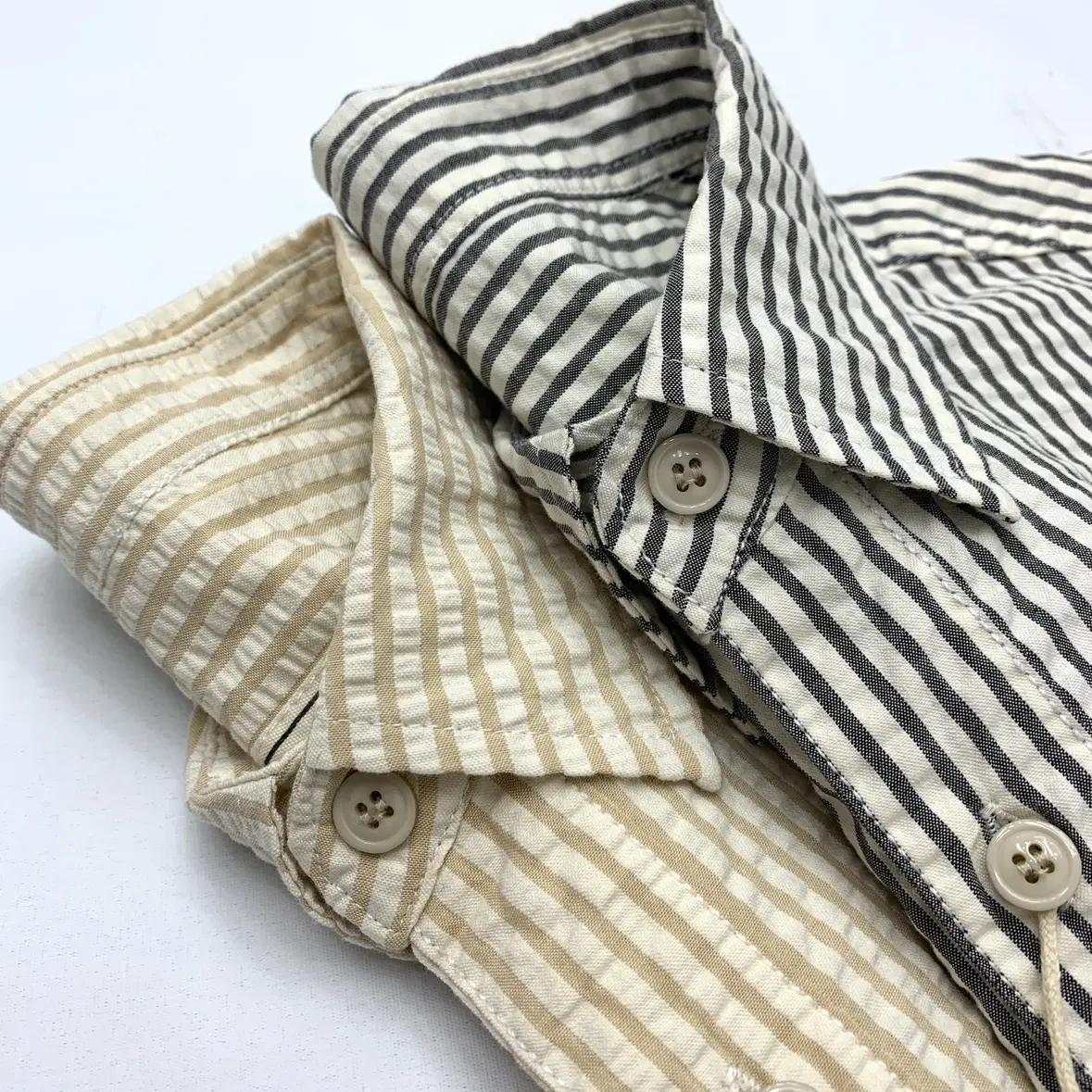 2025 Summer New Japanese Retro Short Sleeve Lapel Striped Cargo Shirt Men's High Street 100% Cotton Washed Casual Loose Blouses