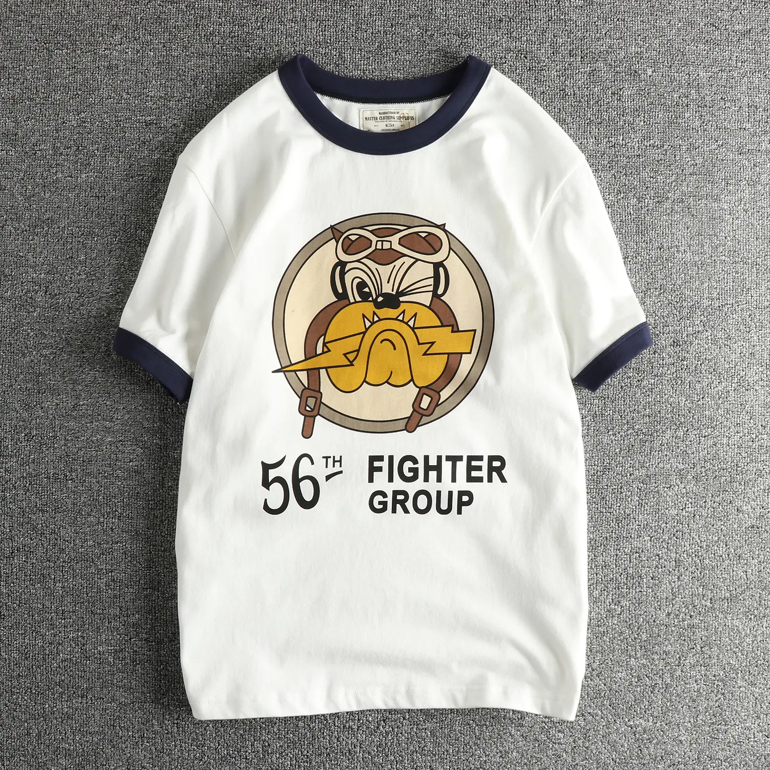 2025 Summer New American Retro 250G Short Sleeve O-neck Cartoon Dog Printed T-shirt Men's Fashion 100% Cotton Washed Casual Tops