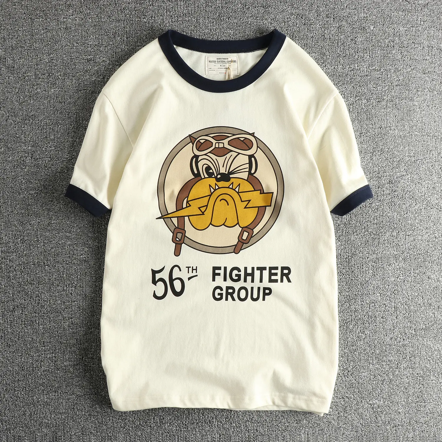 2025 Summer New American Retro 250G Short Sleeve O-neck Cartoon Dog Printed T-shirt Men's Fashion 100% Cotton Washed Casual Tops