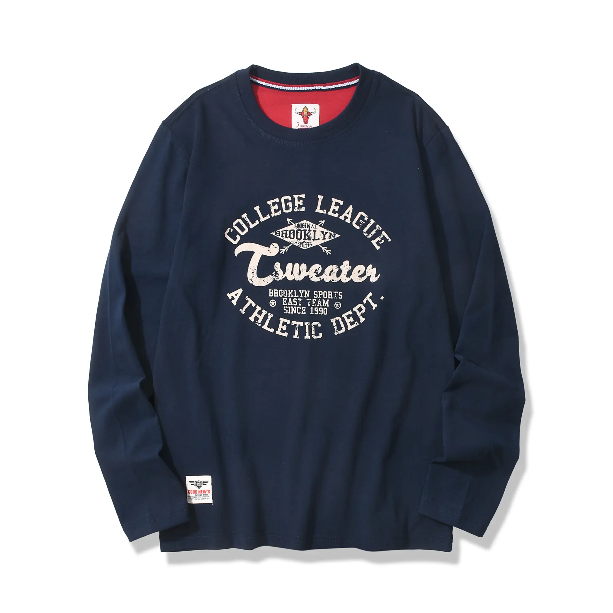 2025 Autumn New American Retro Long-sleeved O-neck Letter Printed T-shirt Men's Fashion 100% Cotton Washed Casual Sport Tops