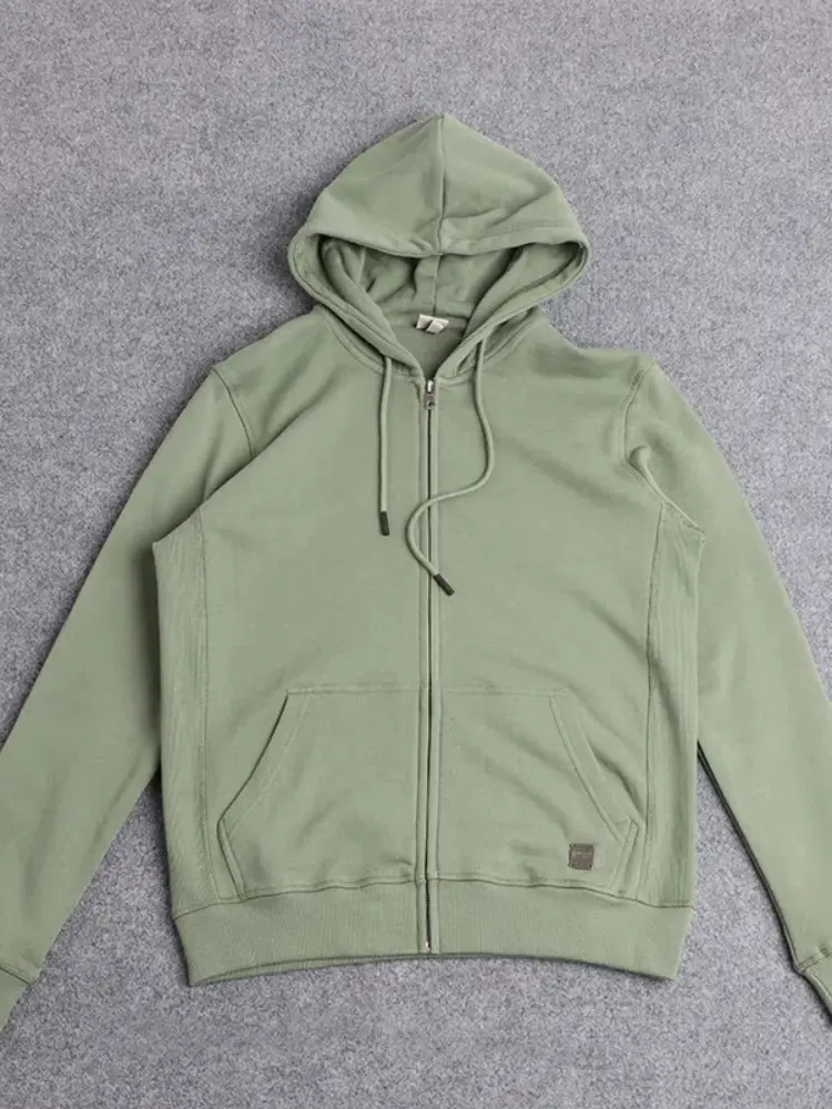 2025 Spring New Korea Retro Long Sleeve Hooded Cardigan Hoodies Men's Fashion 100% Cotton Washed Loose Casual Sports Sweatshirts