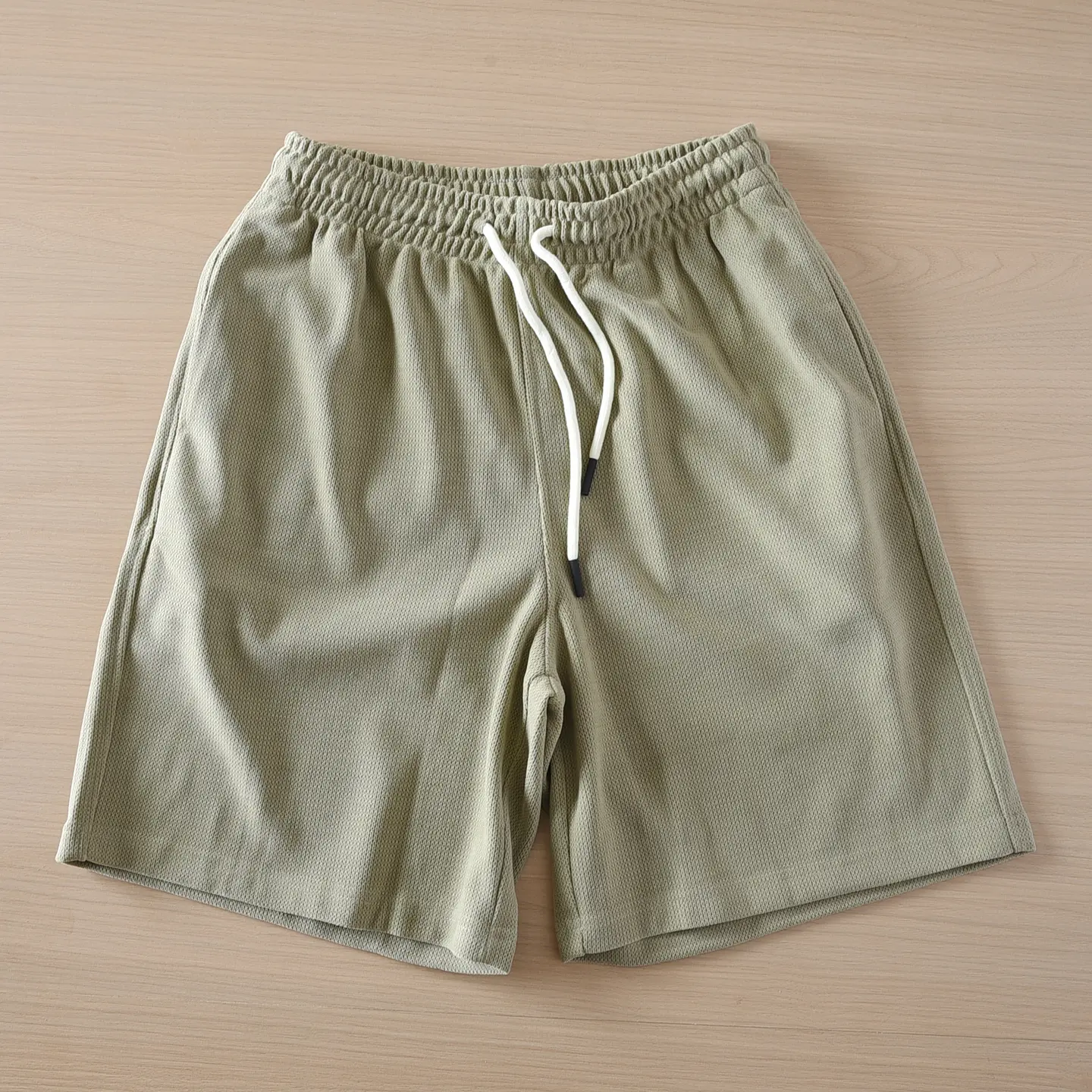 2025 Summer New Chenille Breathable Comfortable Elastic Waist Sports Shorts Men's Fashion Loose Drawstring Casual 5-point Pants