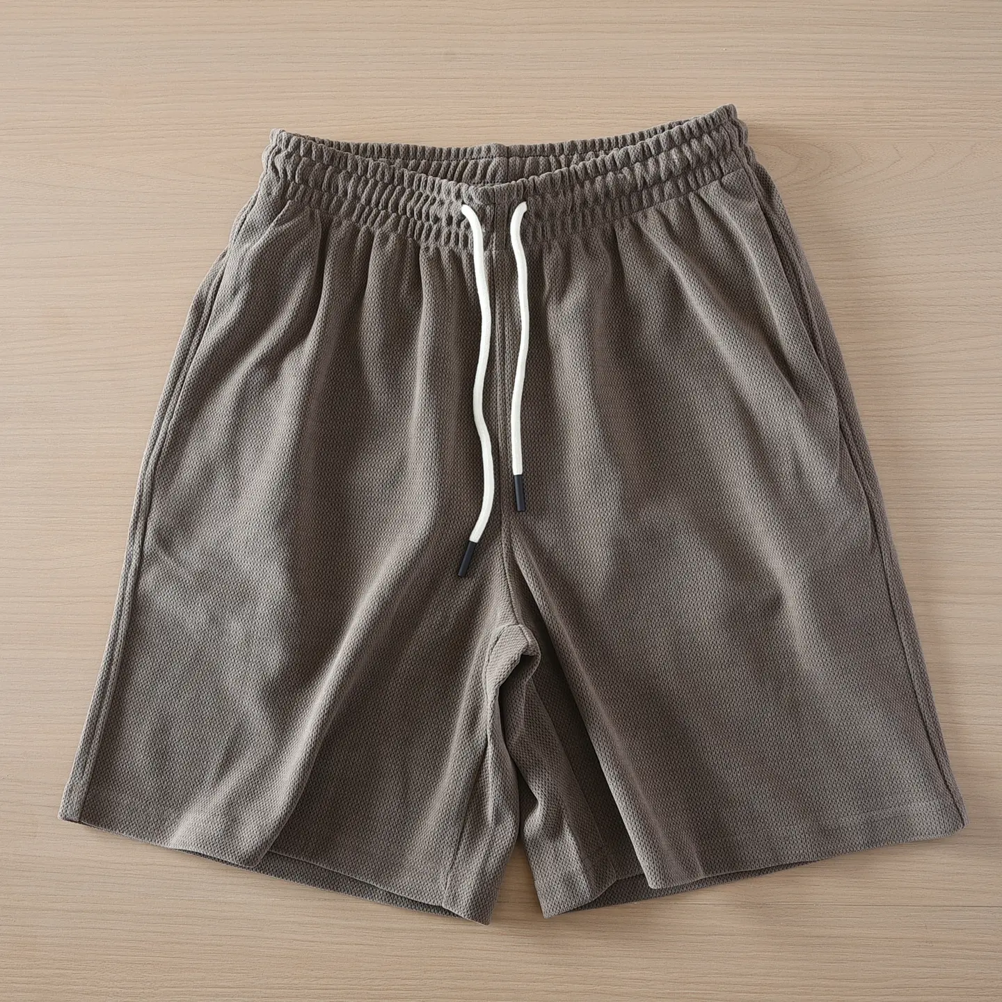 2025 Summer New Chenille Breathable Comfortable Elastic Waist Sports Shorts Men's Fashion Loose Drawstring Casual 5-point Pants