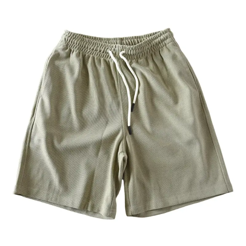 2025 Summer New Chenille Breathable Comfortable Elastic Waist Sports Shorts Men's Fashion Loose Drawstring Casual 5-point Pants