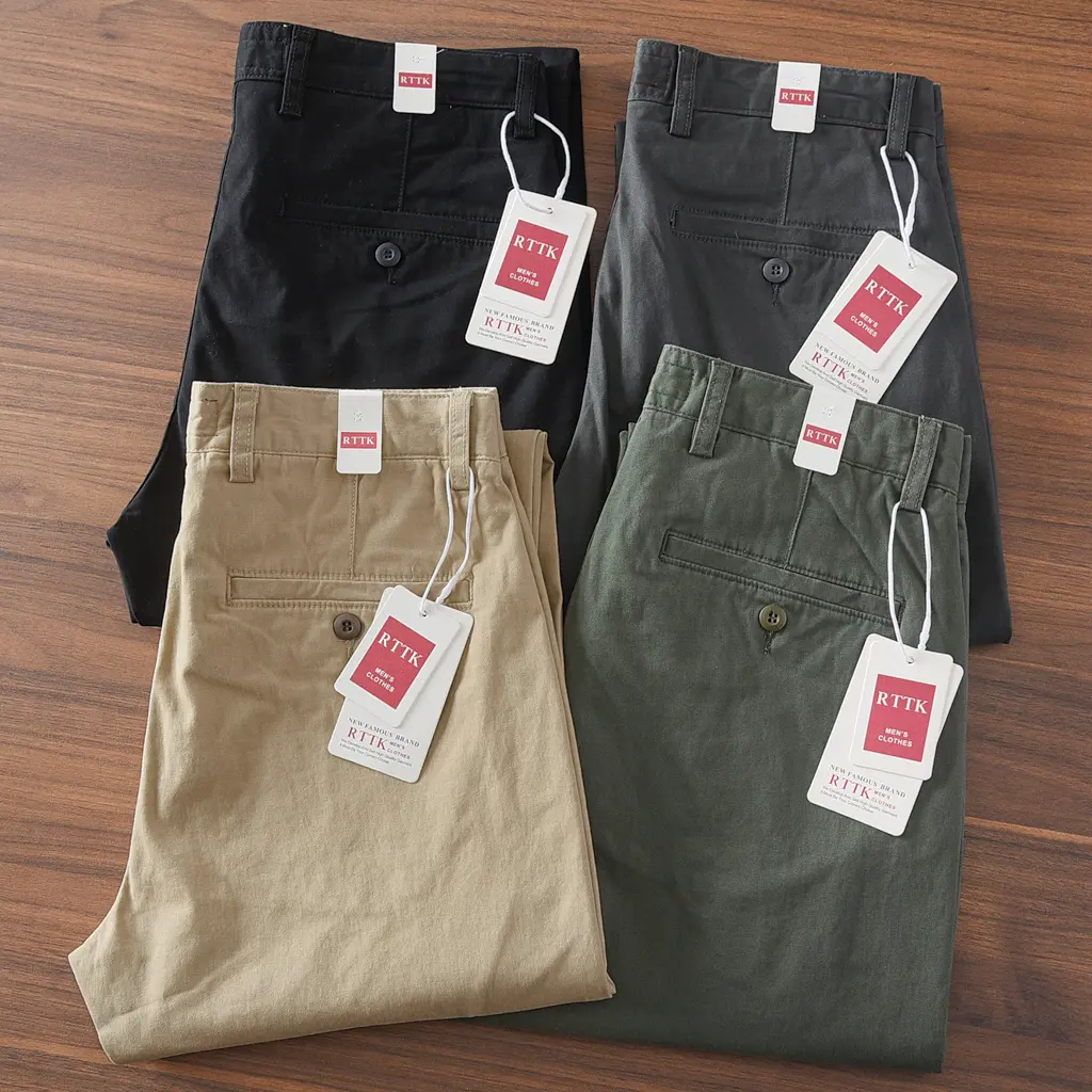 2025 Spring and Autumn New American Retro Woven Twill Cargo Pants Men's Simple 97% Cotton Washed Slim Straight Casual Trousers