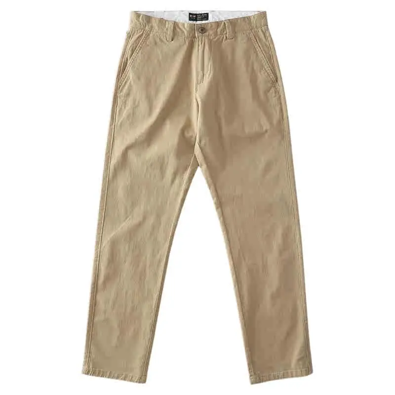 2025 Spring and Autumn New American Retro Woven Twill Cargo Pants Men's Simple 97% Cotton Washed Slim Straight Casual Trousers