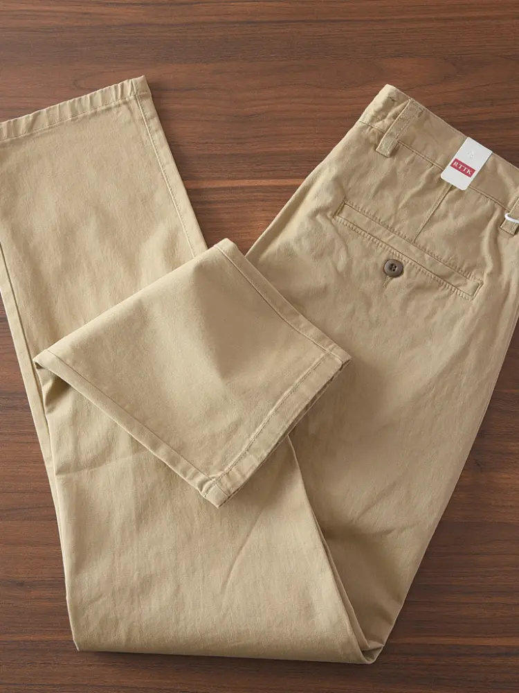 2025 Spring and Autumn New American Retro Woven Twill Cargo Pants Men's Simple 97% Cotton Washed Slim Straight Casual Trousers