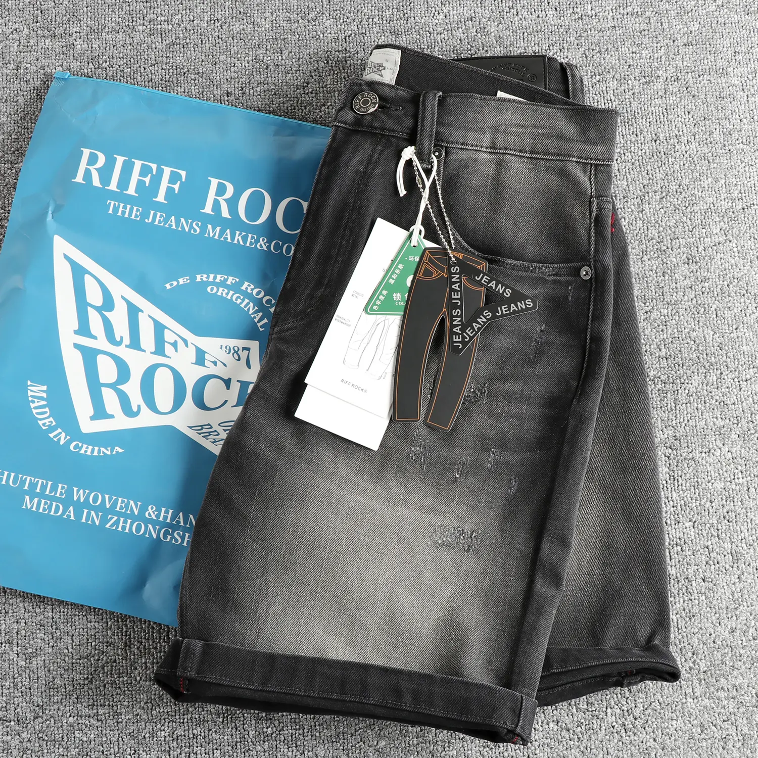 2025 Summer New American Retro Denim Cargo Shorts Men's Fashion 70% Cotton Washed Make Old Loose Straight Casual 5-point Pants