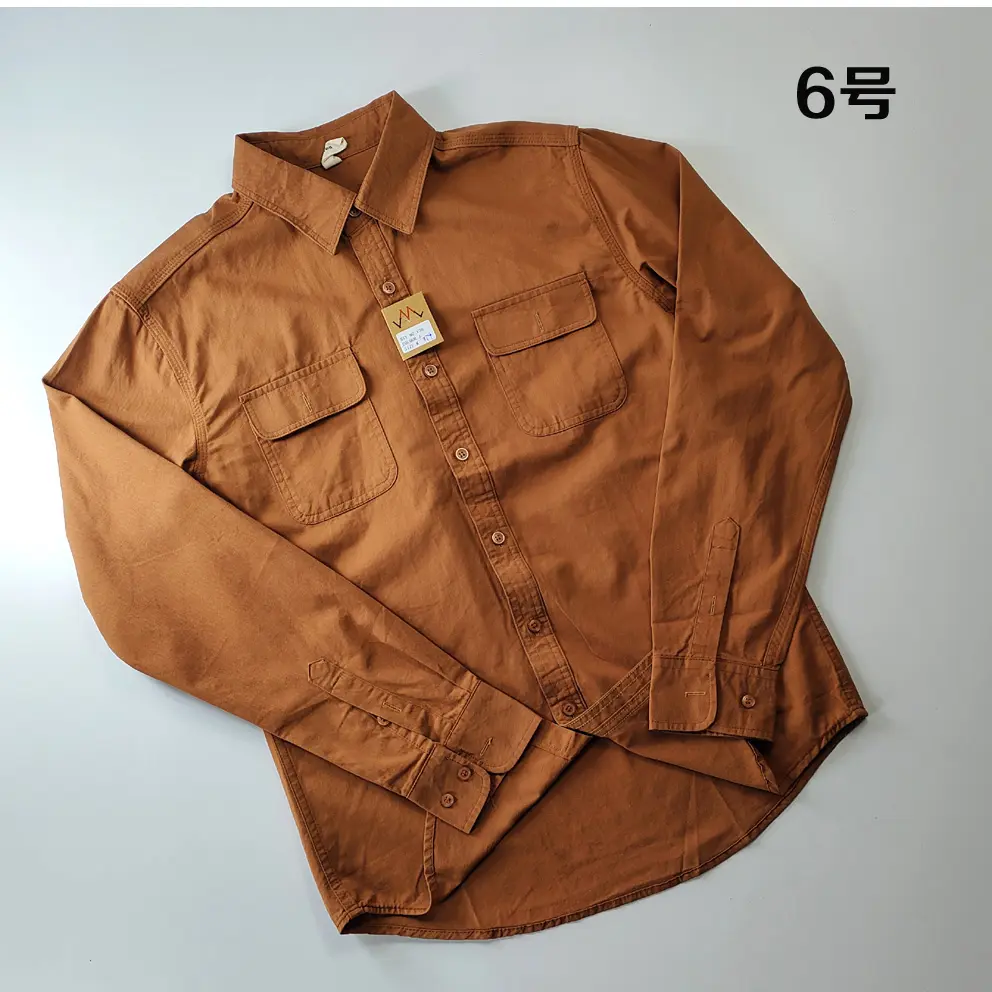 2025 Autumn New American Retro Woven Twill Cargo Shirt Men's Simple 100% Cotton Washed Long Sleeve Double Pocket Casual Blouses