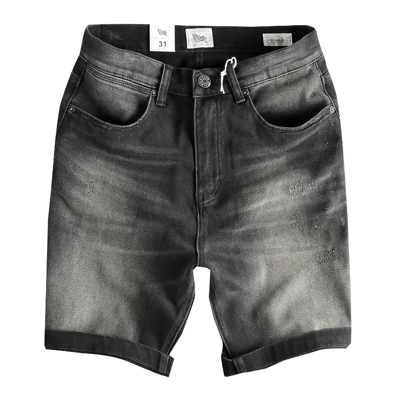 2025 Summer New American Retro Denim Cargo Shorts Men's Fashion 70% Cotton Washed Make Old Loose Straight Casual 5-point Pants