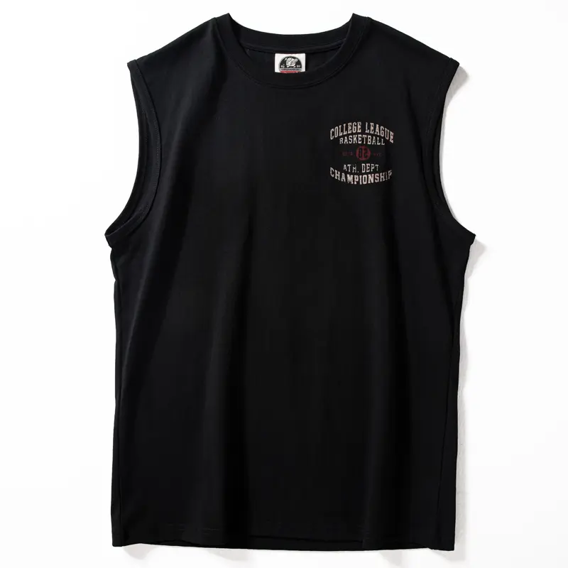 411# 2025 Summer New American Retro Sleeveless O-neck Letter Printed T-shirt Men's Fashion 100% Cotton Washed Casual Sports Vest