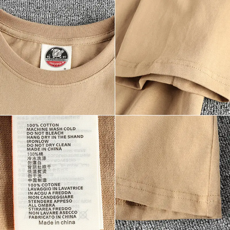 2025 Summer New American Retro Short Sleeve 3D Letter Embossed T-shirt Men's Fashion 100% Cotton Washed Youth Casual Sport Tops