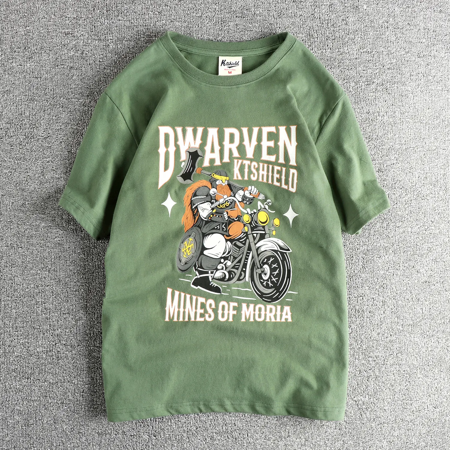 2025 Summer American Retro Short Sleeve O-neck Letter Motorcycle Printed T-shirt Men's Fashion 100% Cotton Washed Casual Tops