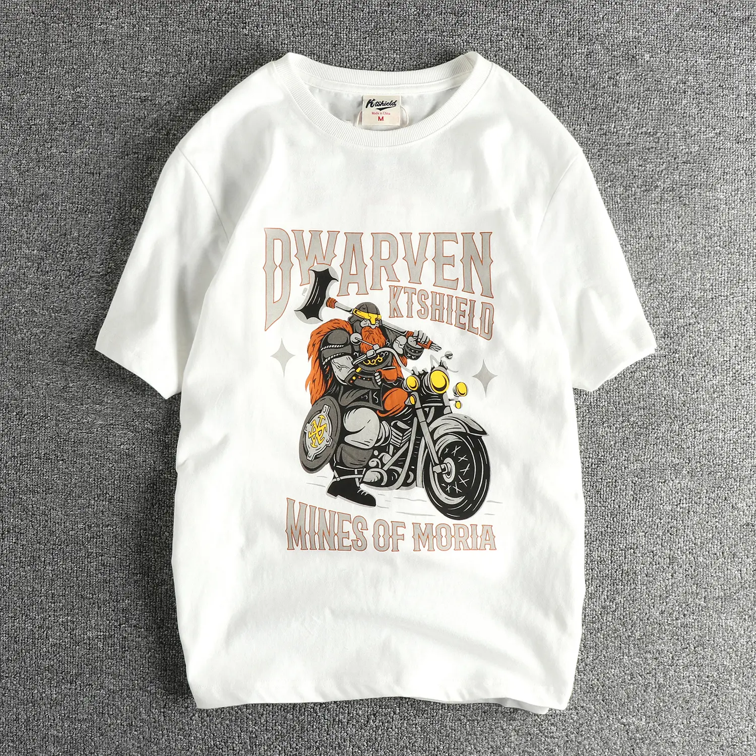 2025 Summer American Retro Short Sleeve O-neck Letter Motorcycle Printed T-shirt Men's Fashion 100% Cotton Washed Casual Tops