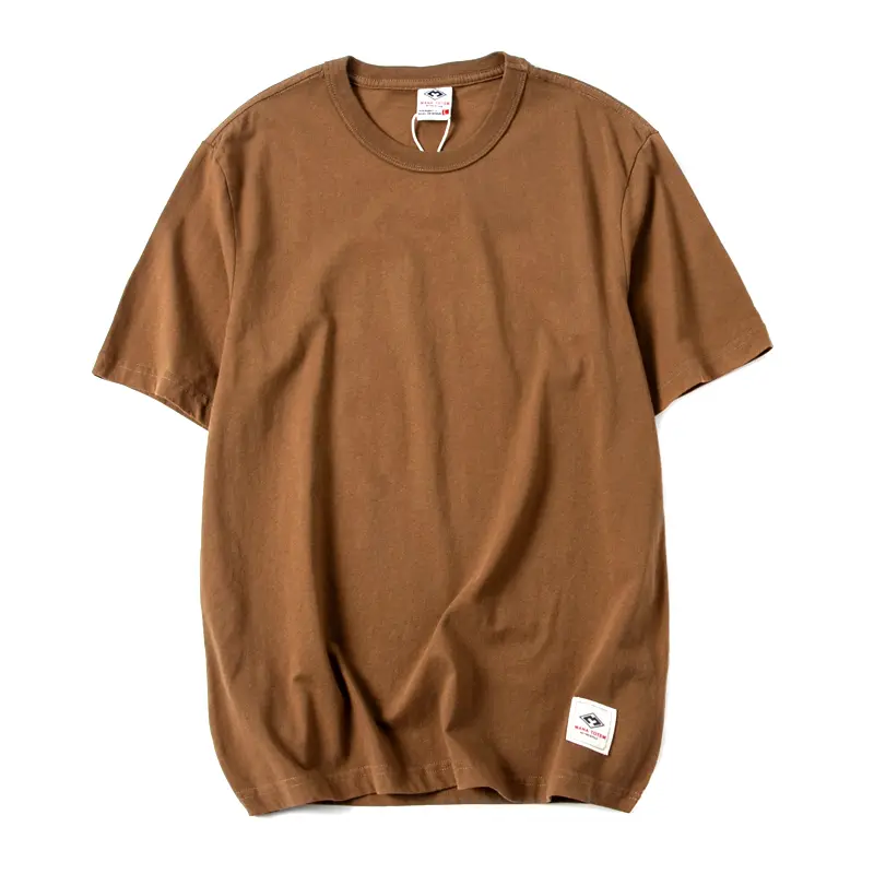 2025 Summer New Japanese Retro Short Sleeve O-neck Solid Color T-shirt Men's Fashion 100% Cotton Washed Casual Bottoming Tops