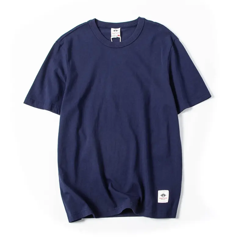 2025 Summer New Japanese Retro Short Sleeve O-neck Solid Color T-shirt Men's Fashion 100% Cotton Washed Casual Bottoming Tops