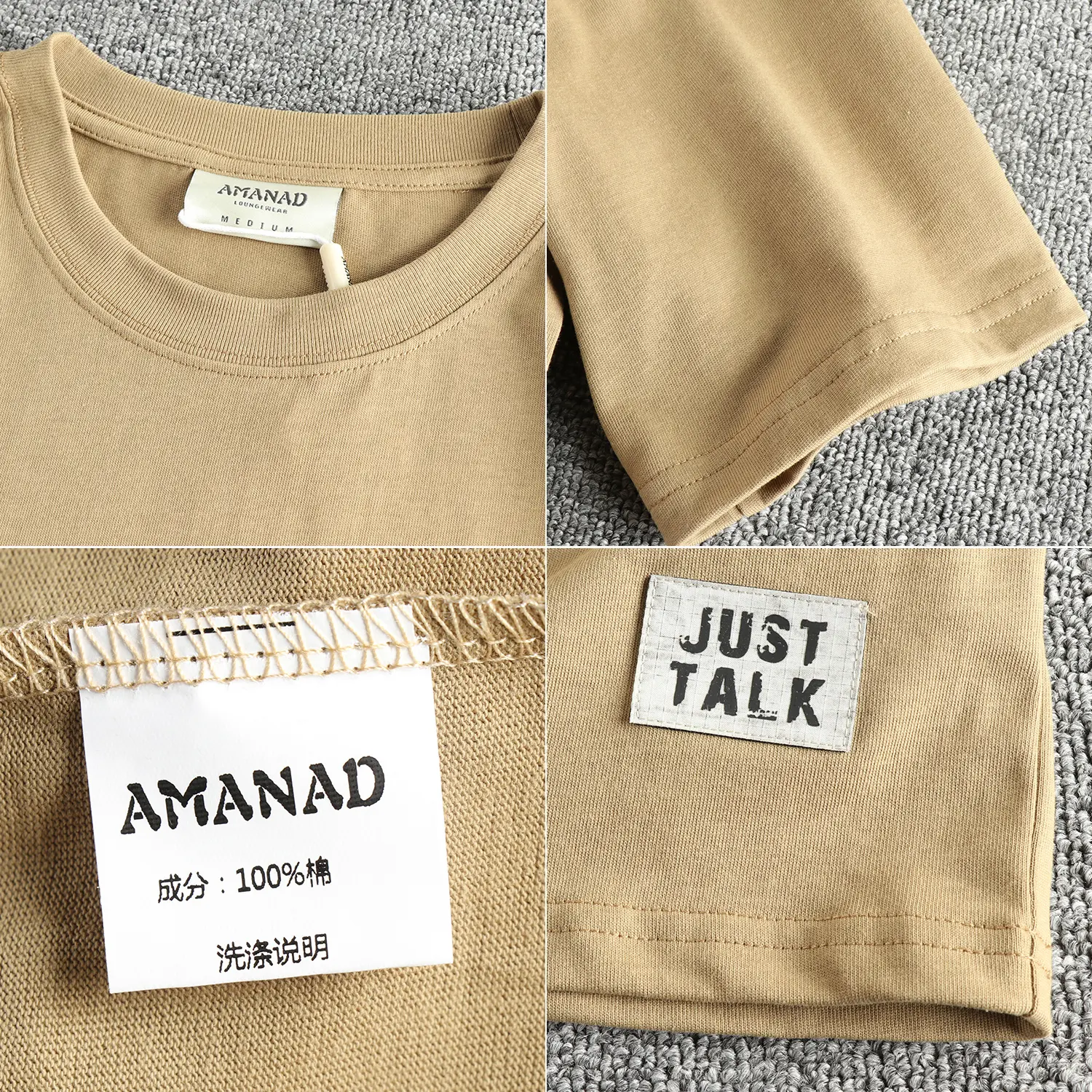 2025 Summer New American Retro 260G Heavyweight Solid Color Chapter T-shirt Men's Simple 100% Cotton Washed Casual Loose Tops