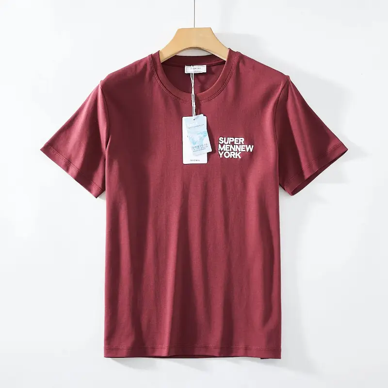 Summer New American Retro Short Sleeve O-neck Letter Embroidery T-shirt Men's Fashion 100% Cotton Washed Ice Fabric Casual Tops