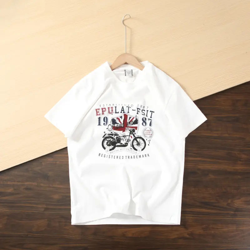 2025 Summer New American Retro Short Sleeve O-neck Printed T-shirt Men's Fashion 100% Cotton Washed Brushed Cloth Casual Tops