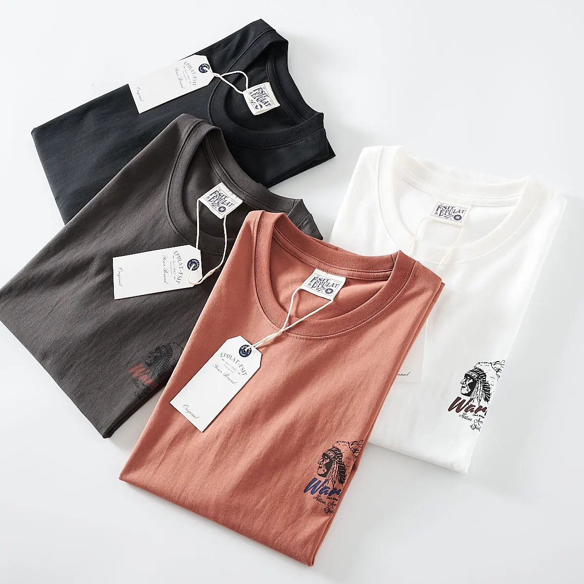 2025 Summer New American Retro Short Sleeve O-neck Chief Printed T-shirt Men's Fashion 100% Cotton Washed Casual Youth Tops