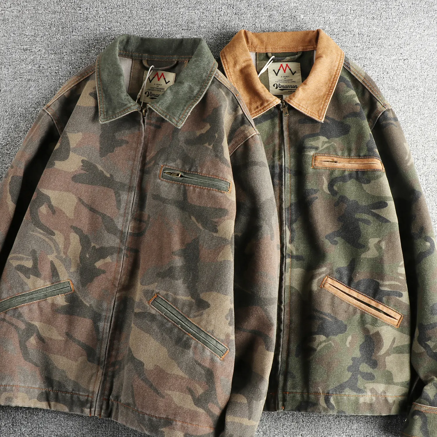 2025 Spring and Autumn New American Retro Woven Detroit Cargo Jacket Men's 100% Cotton Washed Couple's Outdoor Hunting Coat