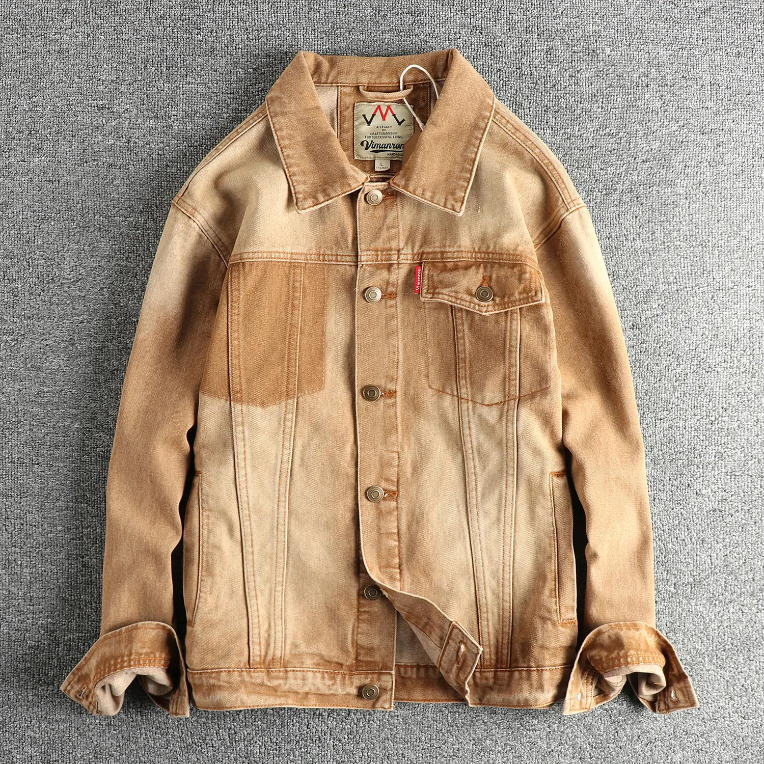 2025 Spring and Autumn New American Retro Denim Cargo Jacket Men's Simple Fashion 100% Cotton Washed Old Casual Loose Youth Coat