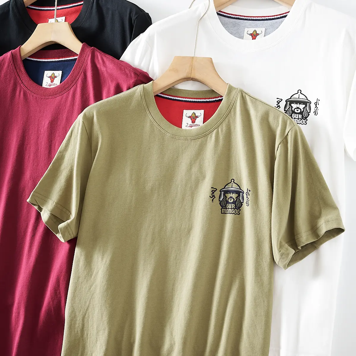 Summer New American Retro Short Sleeve O-neck Ethnic Style Elements Printed T-shirt Men's Fashion 100% Cotton Washed Casual Tops