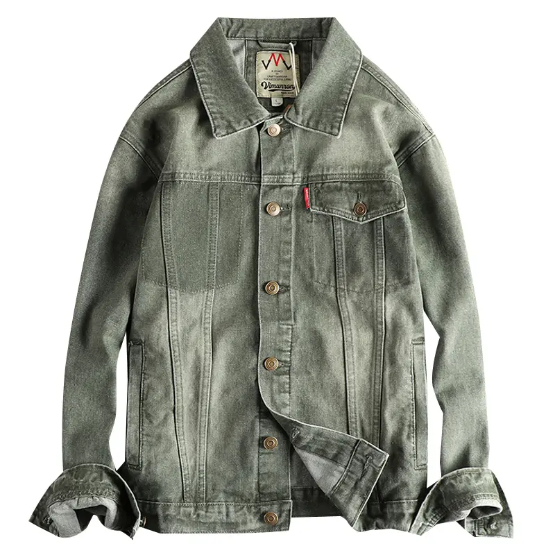 2025 Spring and Autumn New American Retro Denim Cargo Jacket Men's Simple Fashion 100% Cotton Washed Old Casual Loose Youth Coat