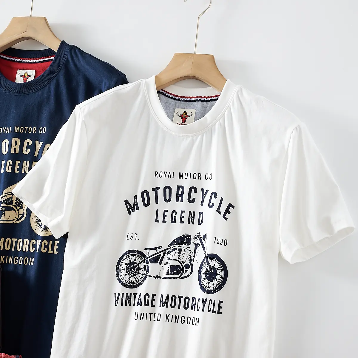 2025 Summer American Retro Short Sleeve O-neck Letter Motorcycle Printed T-shirt Men's Fashion 100% Cotton Washed Casual Tops